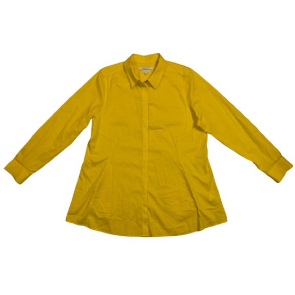 FOXCROFT YELLOW CECILA STRETCH NON-IRON TUNIC SIZE 16